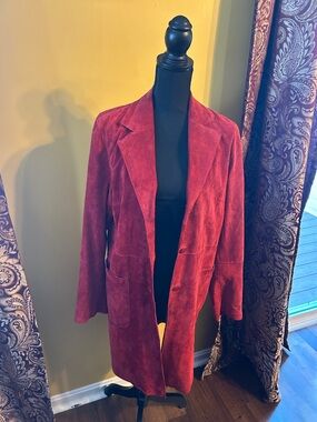 H&M Women's Red Suede Long Blazer